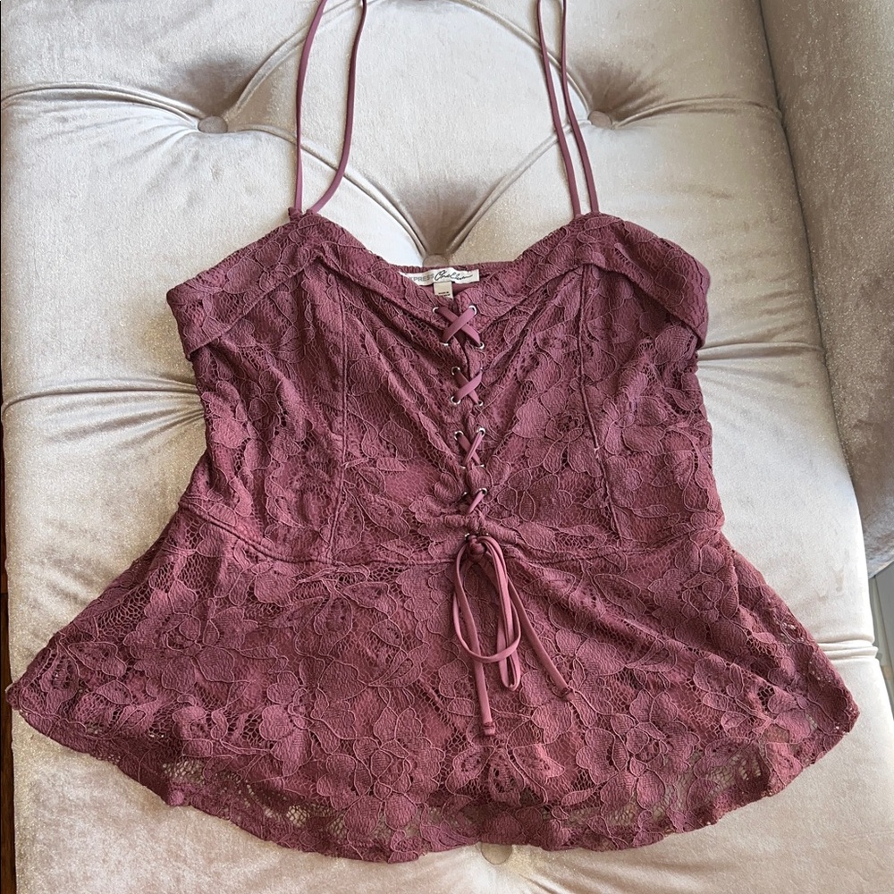 Express Lace-Up Burgundy Camisole